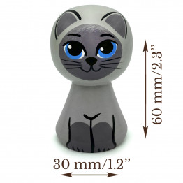 Set of wooden peg dolls featuring Cats, 6 pcs - Wooden Animal Figurines - Pretend Play Wooden Dolls Animals