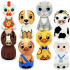 Wooden Farm Animal Figurines Set, Hand-Painted, 8 Pcs