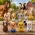 Wooden Farm Animal Figurines Set, Hand-Painted, 8 Pcs