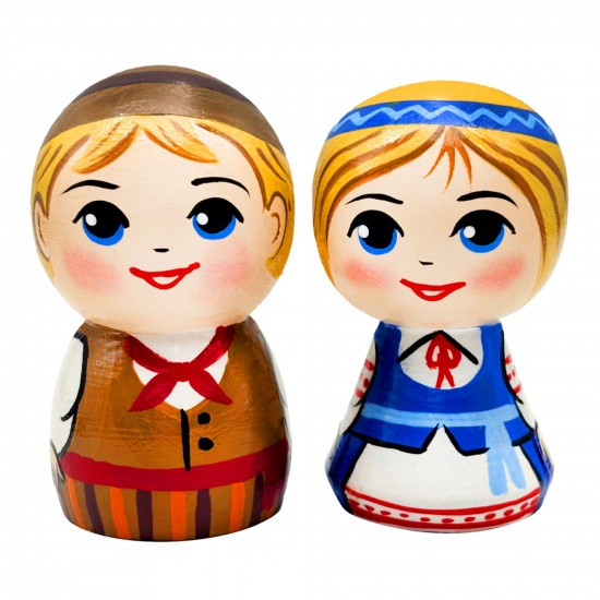 Wooden Figurine Set – Lithuanian Couple in Traditional Folk Costumes