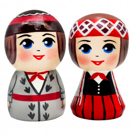 Wooden Figurine Set – Latvian Couple in Traditional Folk Costumes