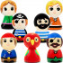 Wooden Set of Peg Dolls as Pirate Figurines, 7 pcs - Pirate Theme Wooden Peg People