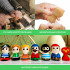Wooden Set of Peg Dolls as Pirate Figurines, 7 pcs - Pirate Theme Wooden Peg People