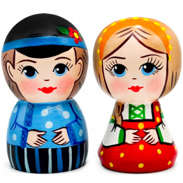 Hand-Painted Wooden Figurines – Russian Folk Couple