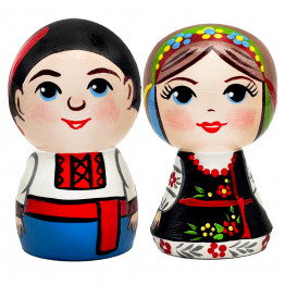 Hand-Painted Wooden Figurines – Ukrainian Folk Couple