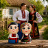 Hand-Painted Wooden Figurines – Ukrainian Folk Couple