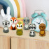 Wooden Peg Dolls Wild Animal Figurines Set 6 pcs