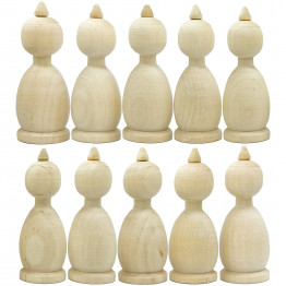 Wooden Craft Blanks Queen Chess Figurine Set of 10 for Painting & DIY