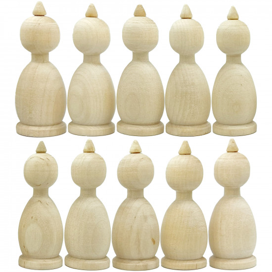 Wooden Craft Blanks Queen Chess Figurine Set of 10 for Painting & DIY