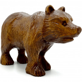 Wooden Bear Statue 4" - Wood Carved Bear Figurines Home Decor