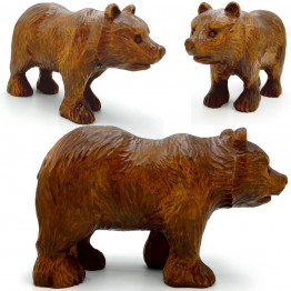 Wooden Bear Statue 4" - Wood Carved Bear Figurines Home Decor