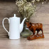 Carved Wooden Cow Figurine 5" - Country Cow Decor - Wood Cow Statue for Modern Farmhouse Decor