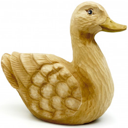 Hand Carved Wooden Duck Statue 5.1", Bird Figurines Rustic Table Centerpiece, Wooden Duck Decor Accents