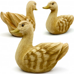 Hand Carved Wooden Duck Statue 5.1", Bird Figurines Rustic Table Centerpiece, Wooden Duck Decor Accents