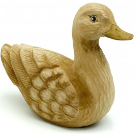 Wooden Duck Figurine 4.3", Handcrafted Mallard Duck Decor for Home Garden Yard, Decorative Wood Duck Statue Farmhouse Decor