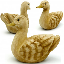 Wooden Duck Figurine 4.3", Handcrafted Mallard Duck Decor for Home Garden Yard, Decorative Wood Duck Statue Farmhouse Decor