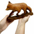 Hand Carved Wooden Red Fox Figurine 5.6" - Fox Decor Animal Figurines Home Decor