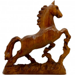 Wooden Hand Carved 8.7" Horse Statue Farmhouse Decor - Horse Collectible Figurines