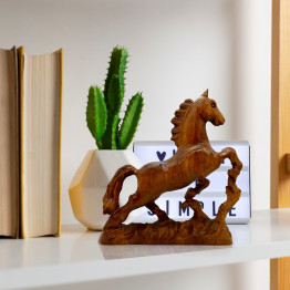 Wooden Hand Carved 8.7" Horse Statue Farmhouse Decor - Horse Collectible Figurines