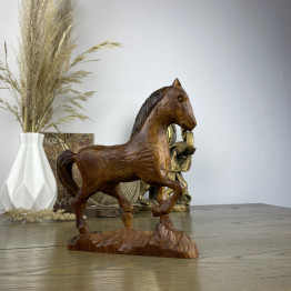 8.7" Mustang Horse Statue Country Western Decor - Collectible Horse Figurines Wood Carving