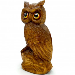 Handmade Wooden Owl Figurine Home Decorations - Hand Carved Wood Owl Decor