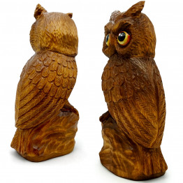 Handmade Wooden Owl Figurine Home Decorations - Hand Carved Wood Owl Decor