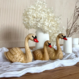 Handcrafted Wooden Swan Figurine for Home or Garden Decor