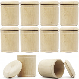 Wooden Round Box Blanks for Crafts, Set of 10 | Unfinished DIY Craft Kits