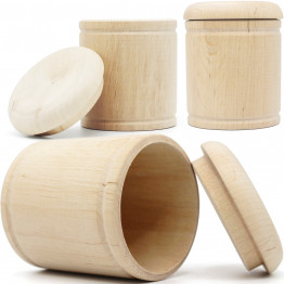 3pcs Round Wooden Box with Lid Trinket Box 2.8''x2'' - Container Case Wood Ring Box