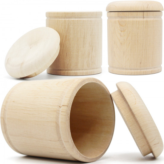 Set of 3 Unfinished Wooden Boxes with Lid