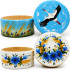 Hand-Painted Slavic Art Wooden Boxes Set with Stork and Cornflowers, 2 pcs