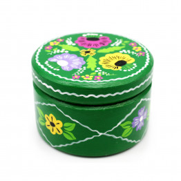 «Yanov» Round Wooden Box With Lid — Hand-Painted, Polesskaya Skrynka Collection