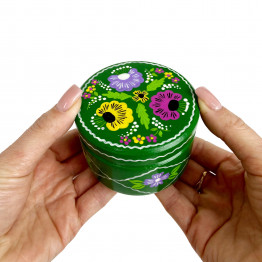 «Yanov» Round Wooden Box With Lid — Hand-Painted, Polesskaya Skrynka Collection