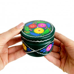 Motol Round Jewelry Box — Hand-Painted Wooden Keepsake from Polesskaya Skrynka Collection