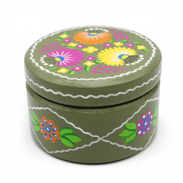 Ogovo Round Jewelry Box — Hand-Painted Polesskaya Skrynka Collection
