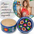 Hand Painted Blue Round Wooden Trinket Box Stsepanida with Floral Folk Design
