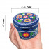 Hand Painted Blue Round Wooden Trinket Box Stsepanida with Floral Folk Design