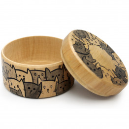 Natural Wood Tooth Fairy Box - Carved Tooth Fairy Keepsake Box - Kitten Themed Lost Tooth Holder