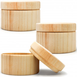 3pcs 2.75''x1.95'' Small Unpainted Wooden Round Boxes with Lid - Mini Wood Box for Crafts