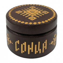 Sontsa Round Wooden Keepsake Box with Belarusian Straw Marquetry