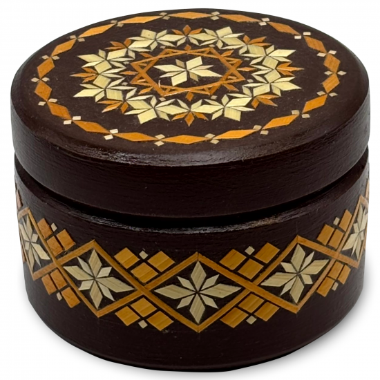 Handcrafted Wooden Jewelry Box with Straw Marquetry