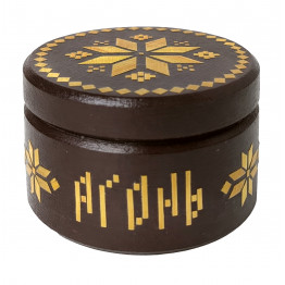 Round Decorative Jewelry Box with Traditional Straw Marquetry