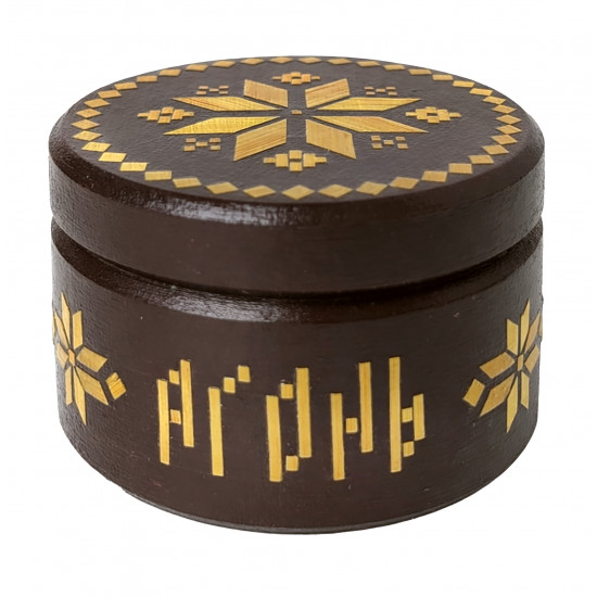 Round Decorative Jewelry Box with Traditional Straw Marquetry