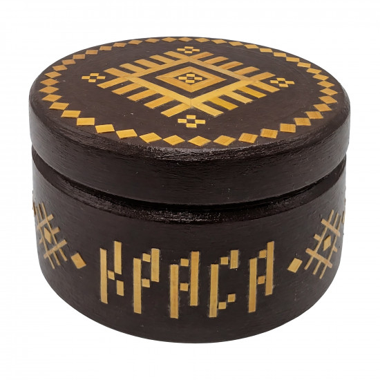 Krasa Round Wooden Keepsake Box with Belarusian Straw Marquetry
