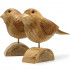 4-Inch Sparrow Bird Figurines Set 2 pcs - Handcrafted Wooden Birds - Bird Decorations for Home