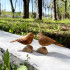 4-Inch Sparrow Bird Figurines Set 2 pcs - Handcrafted Wooden Birds - Bird Decorations for Home