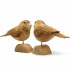 4-Inch Sparrow Bird Figurines Set 2 pcs - Handcrafted Wooden Birds - Bird Decorations for Home