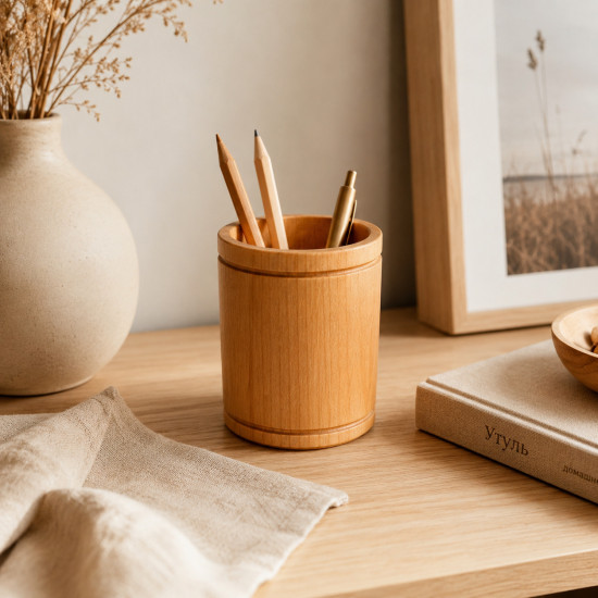 UTUL Wooden Desk Organizer for Pens Pencils and Brushes