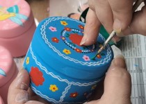 Hand-painted decorative box close-up